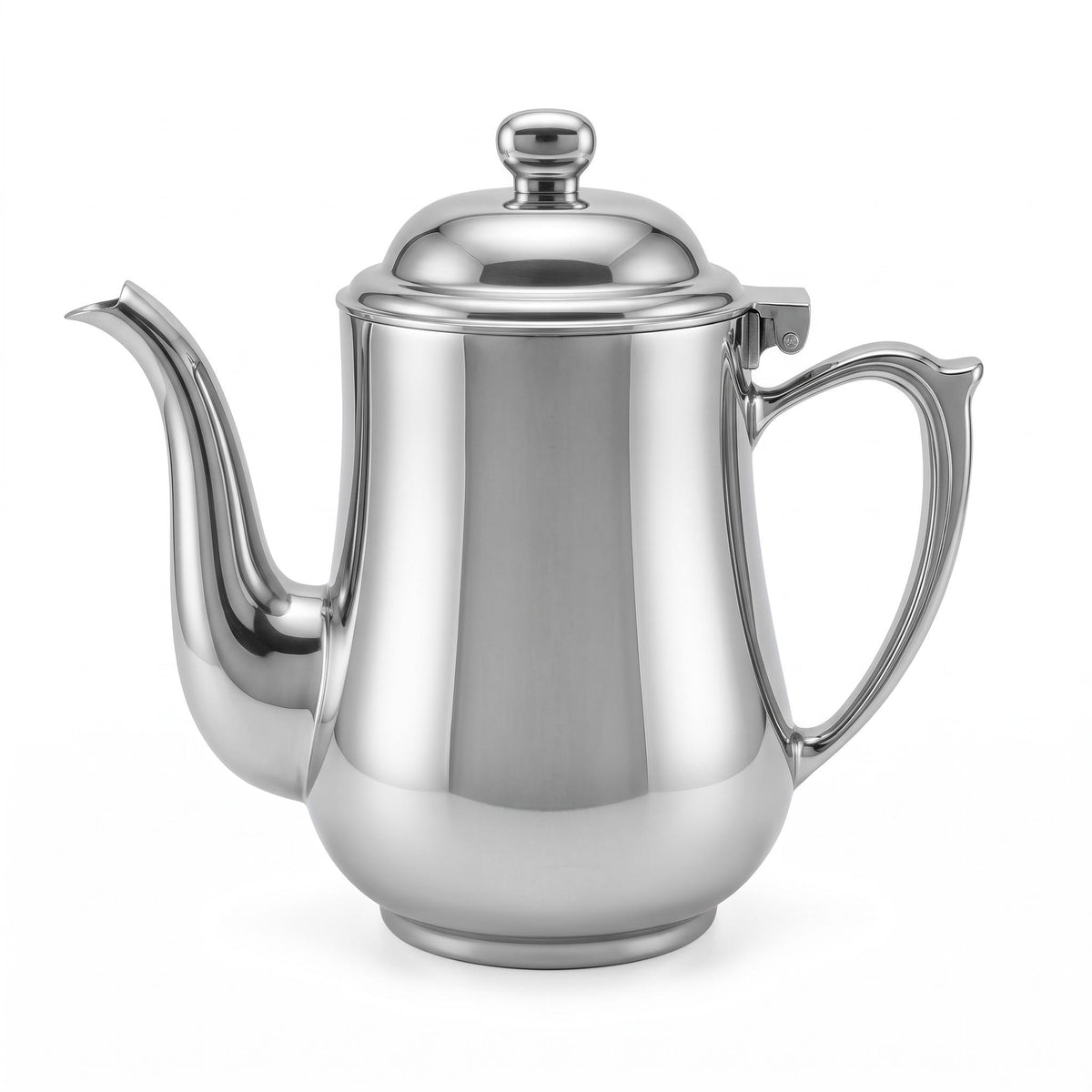 Ovalite Goose-Neck Coffee Pot — 304 stainless steel, mirror polished, W148 × 135 mm, 0.4 L