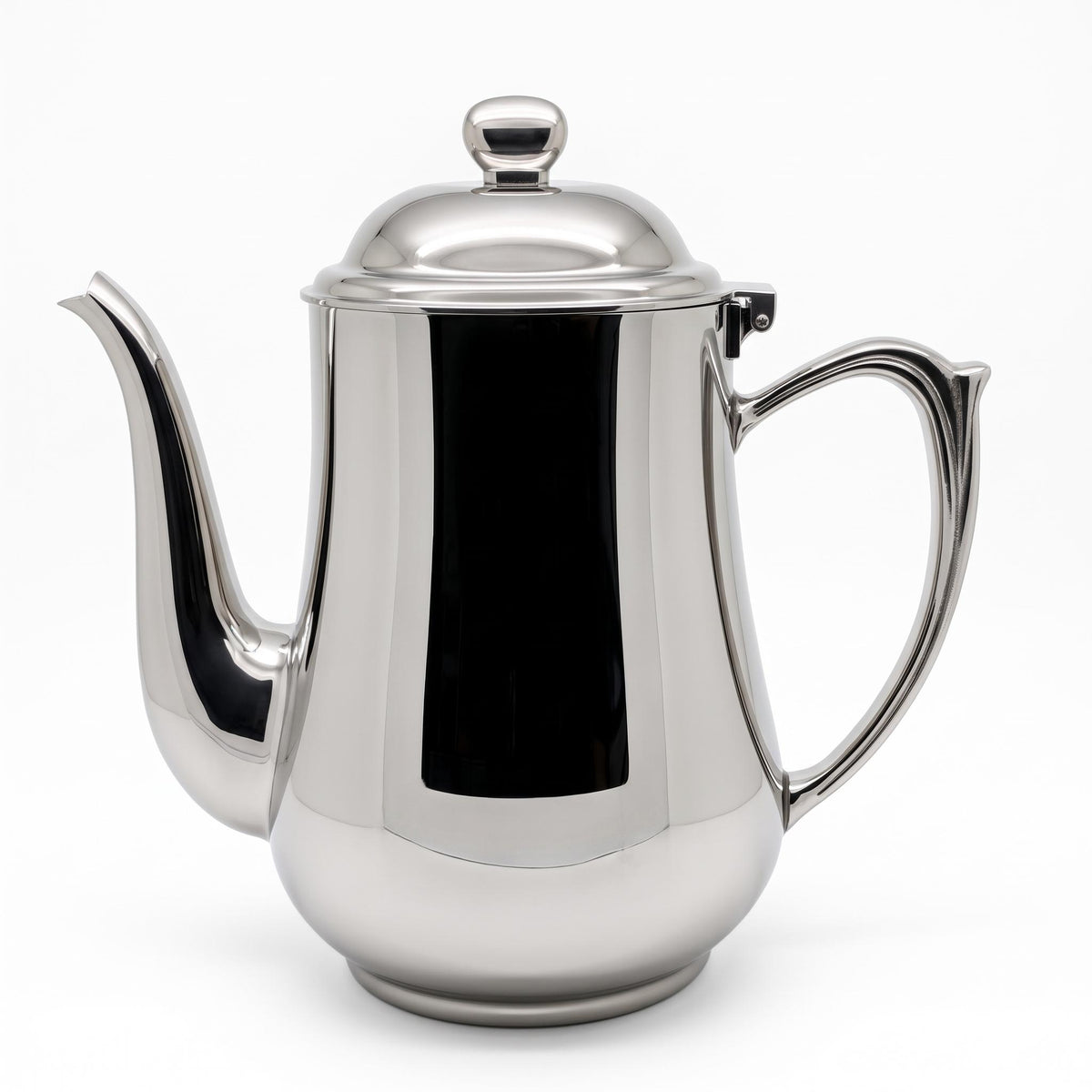 Ovalite Goose-Neck Coffee Pot — 304 stainless steel, mirror polished, W244 × 224 mm, 1.7 L