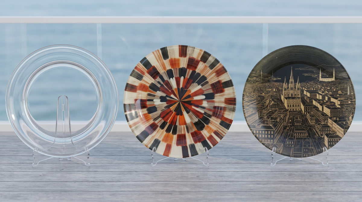 Bespoke tempered-glass plates with custom artwork